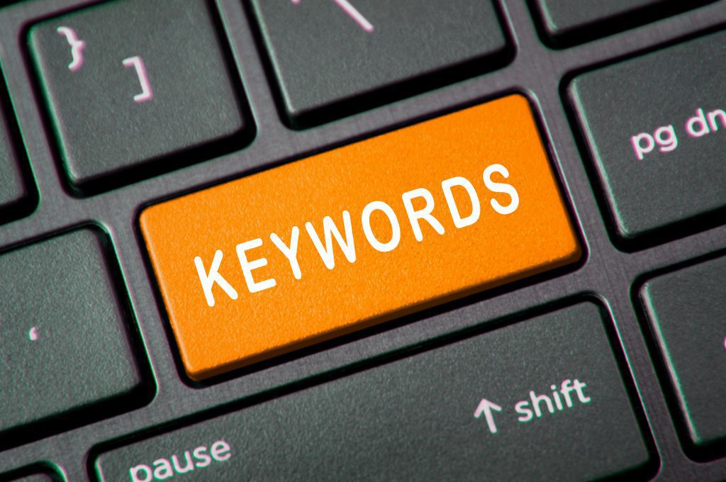 Keywords text on keyboard key