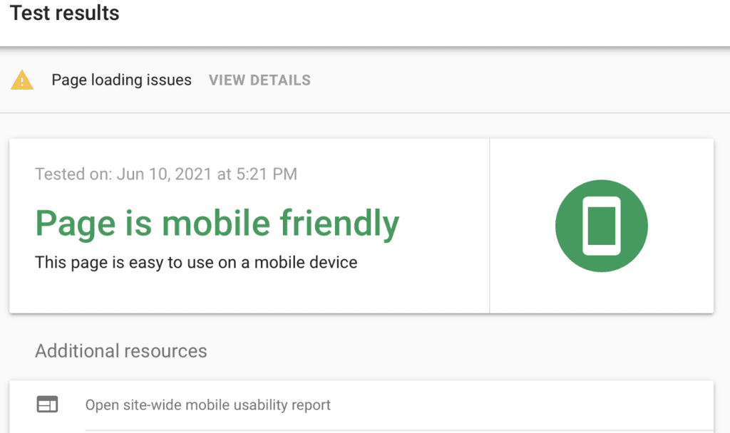 Page is mobile friendly