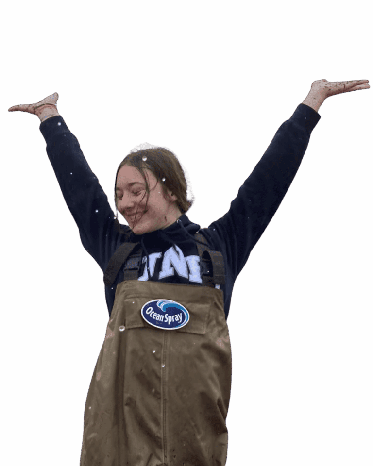 Tia DiMicelli in a cranberry bog