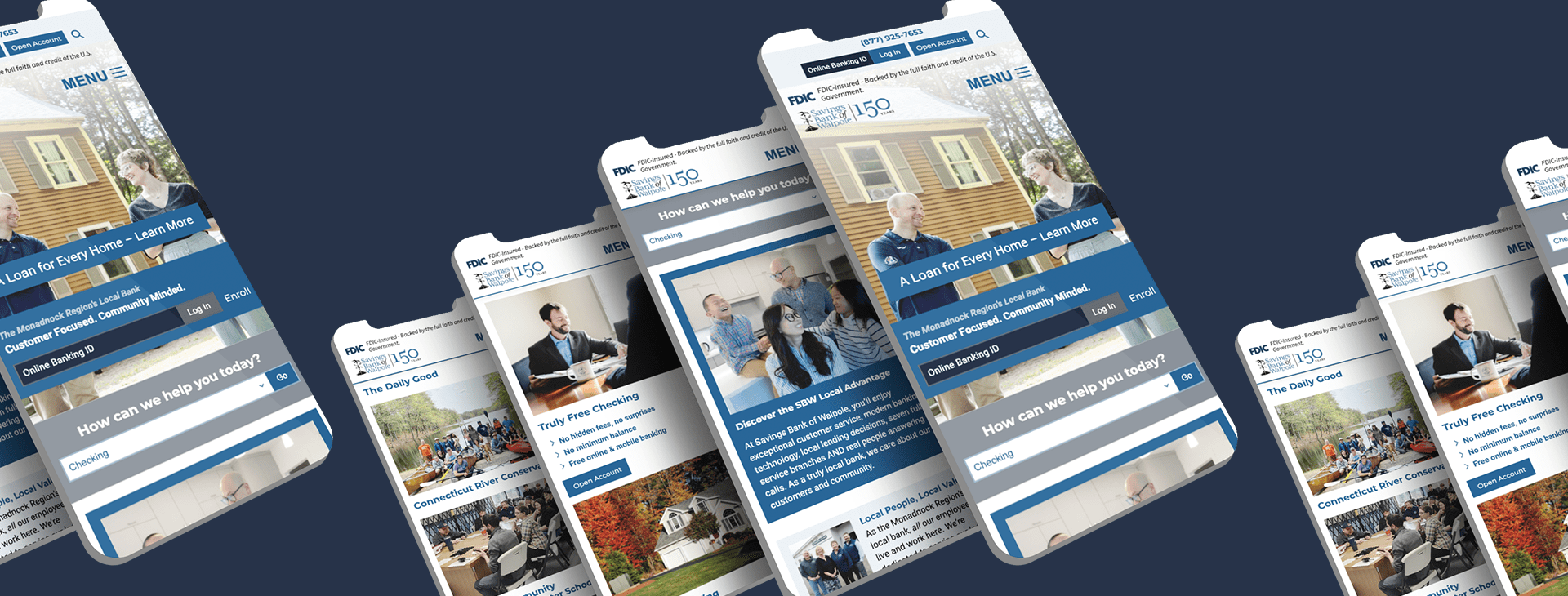Savings Bank of Walpole Website Redesign Mobile View Mockup