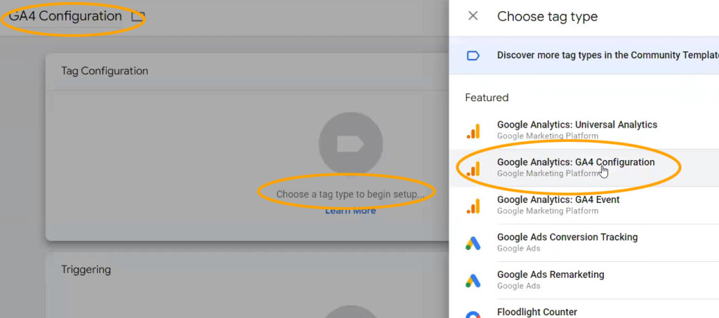 Select your GA4 Configuration tag type