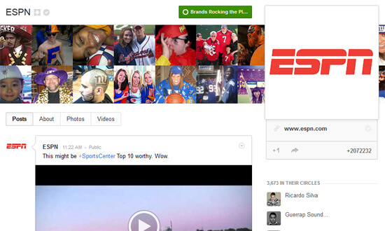 The Most Engaging Brand on Google+ is ESPN