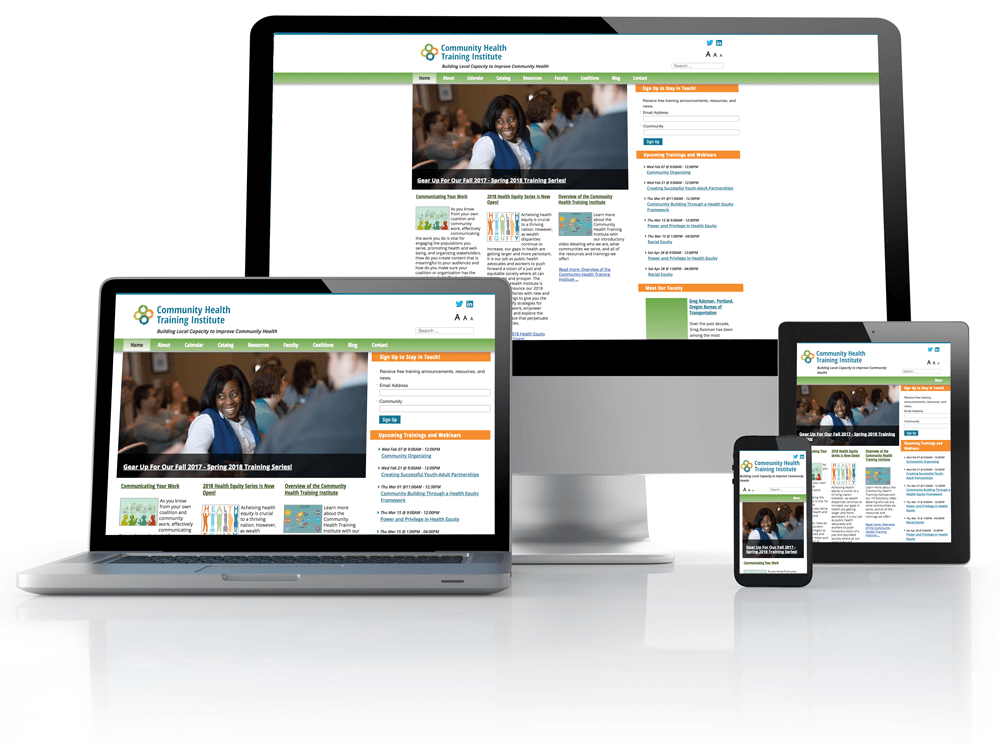 HRIA Institute website on phone, tablet and desktop