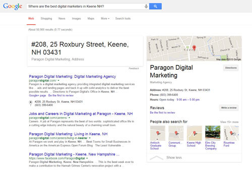 Where are the best digital marketers in Keene NH Google Search