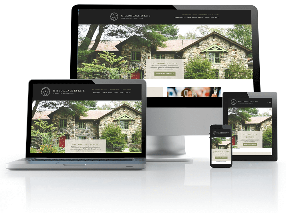 willowdale estate website on tablet, laptop and phones