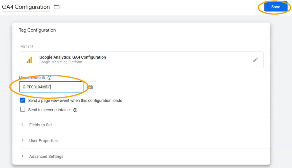 Paste your GA4 measurement ID